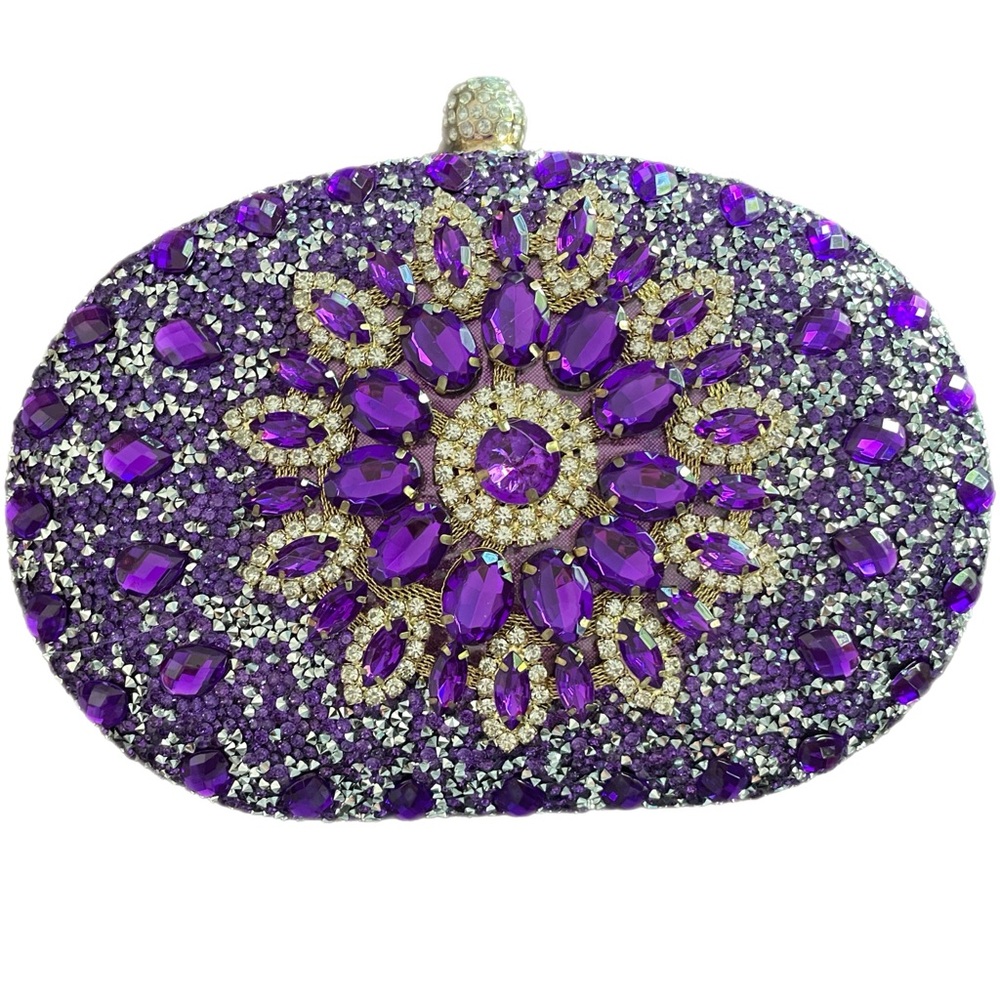 Purple and Gold Embellished Ramla Clutch